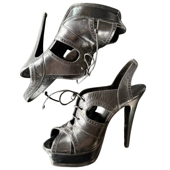 Yves Saint Laurent Calfskin Tribute Tripon 105 Platform Heels Womens Sz 40 EU - Picture 1 of 13